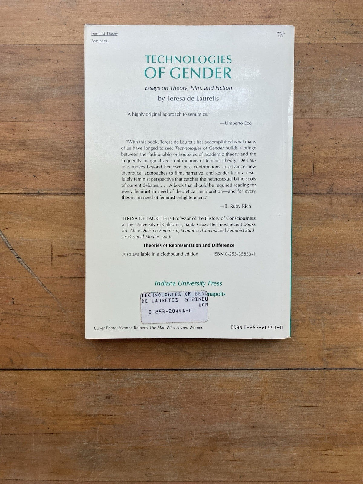 Technologies of Gender: Essays on Theory, Film, and Fiction
