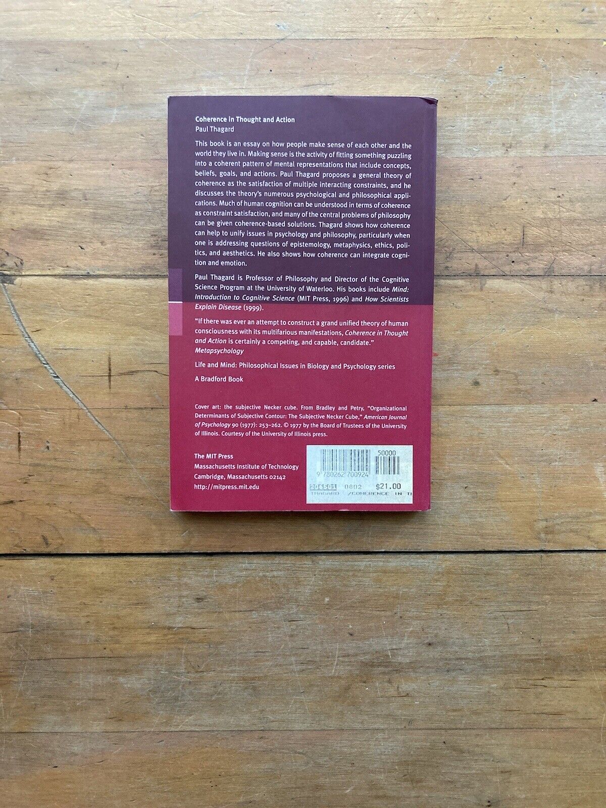 Coherence in Thought and Action by Paul Thagard. MIT Press. First print, 2000.