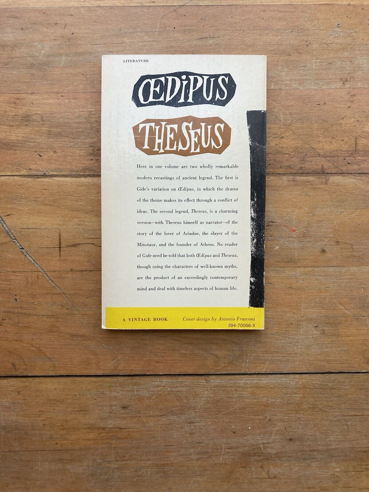 Two Legends: Oedipus and Theseus by André Gide. Vintage Books.
