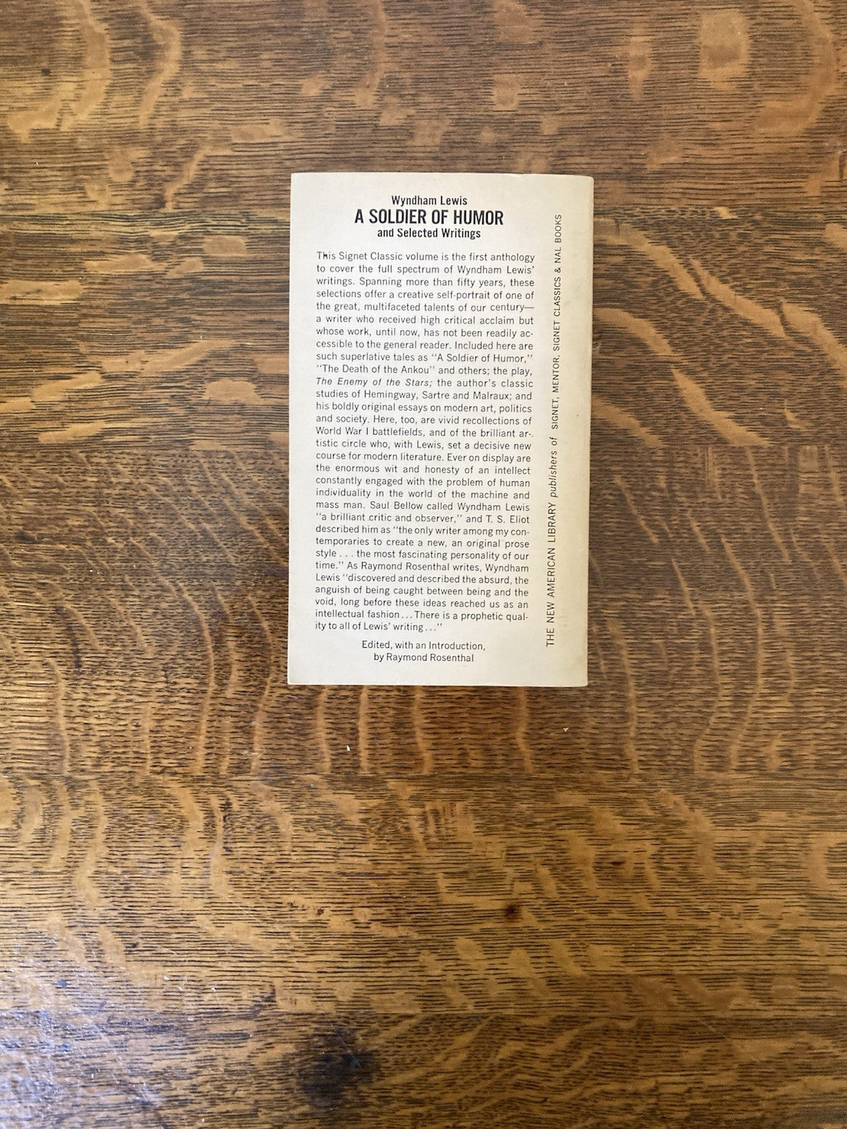 A Soldier of Humor & Selected Writings by Wyndham Lewis. Signet Classics. 1966.