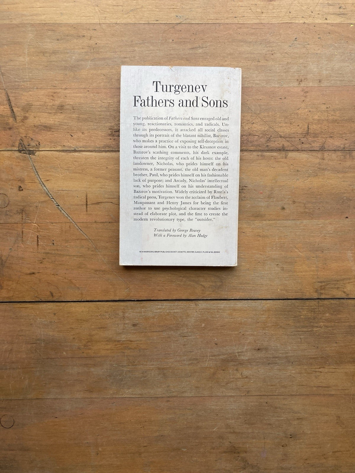 Fathers and Sons by Ivan Turgenev. Signet Classics. 7th printing.