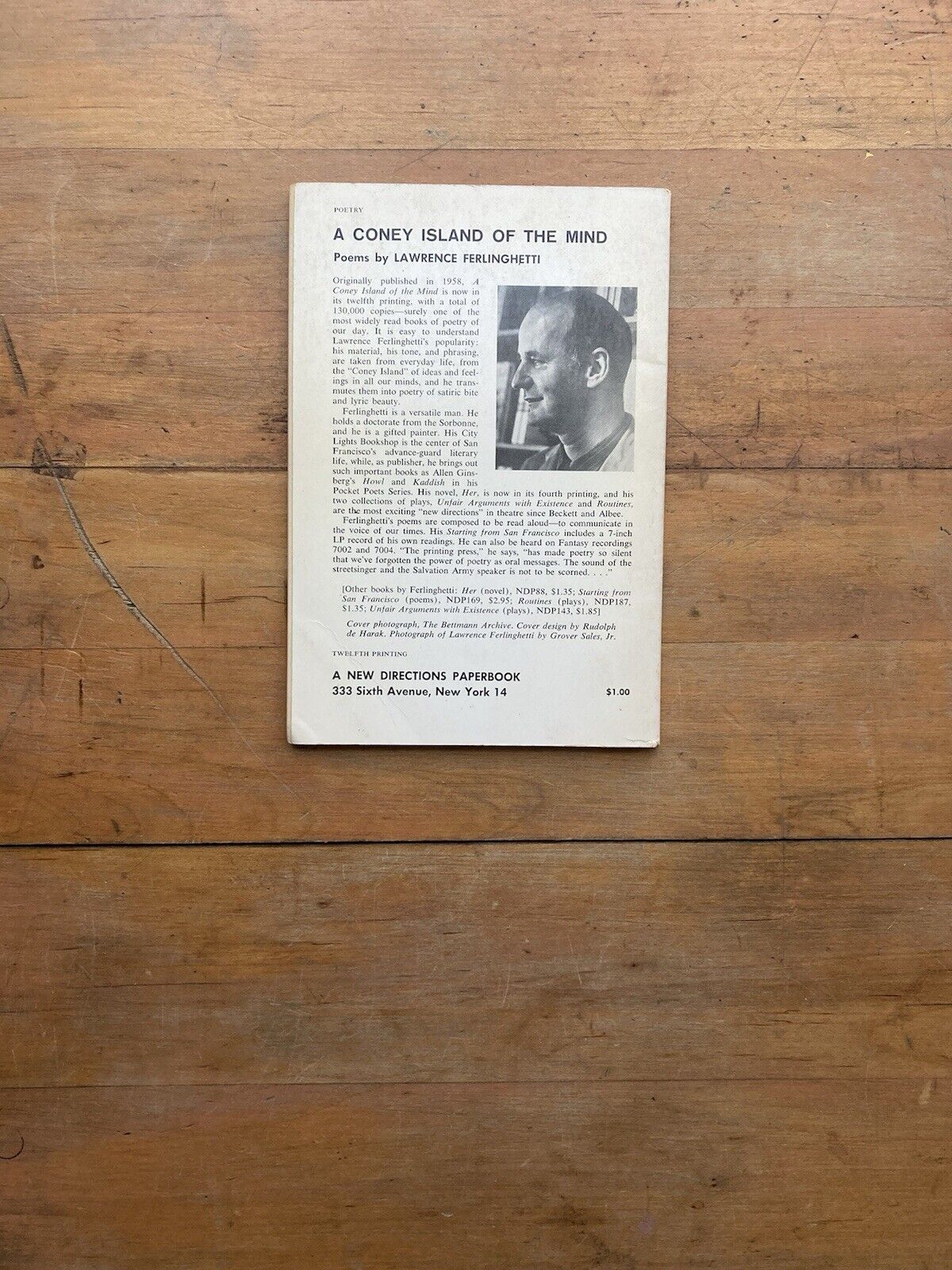 A Coney Island of the Mind by Lawrence Ferlinghetti. New Directions. 12th print.