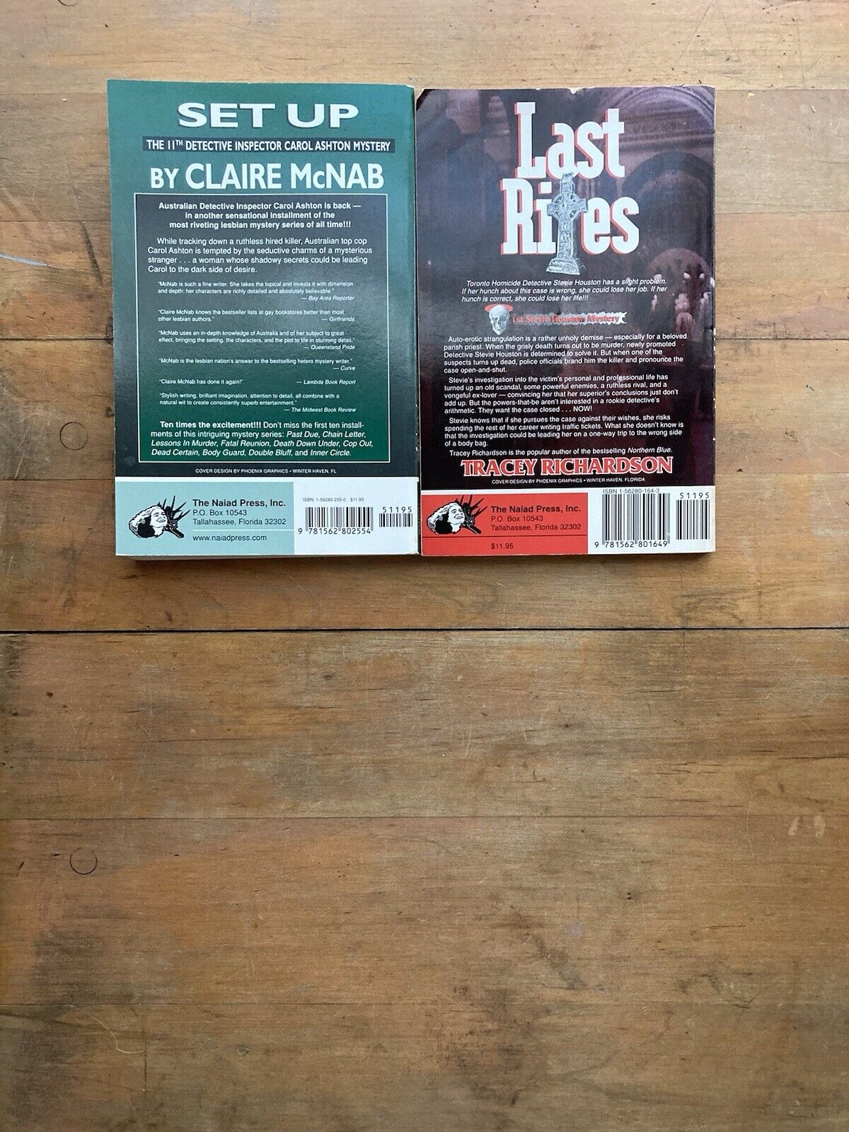 Two Naiad Press Lesbian Detective/ Mysteries. Claire McNab/ Tracey Richardson.