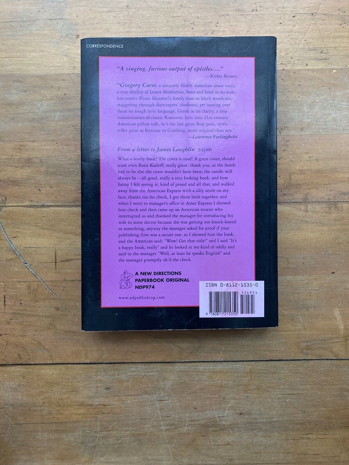 An Accidental Autobiography Gregory Corso. A New Directions Paperbook. 2003.