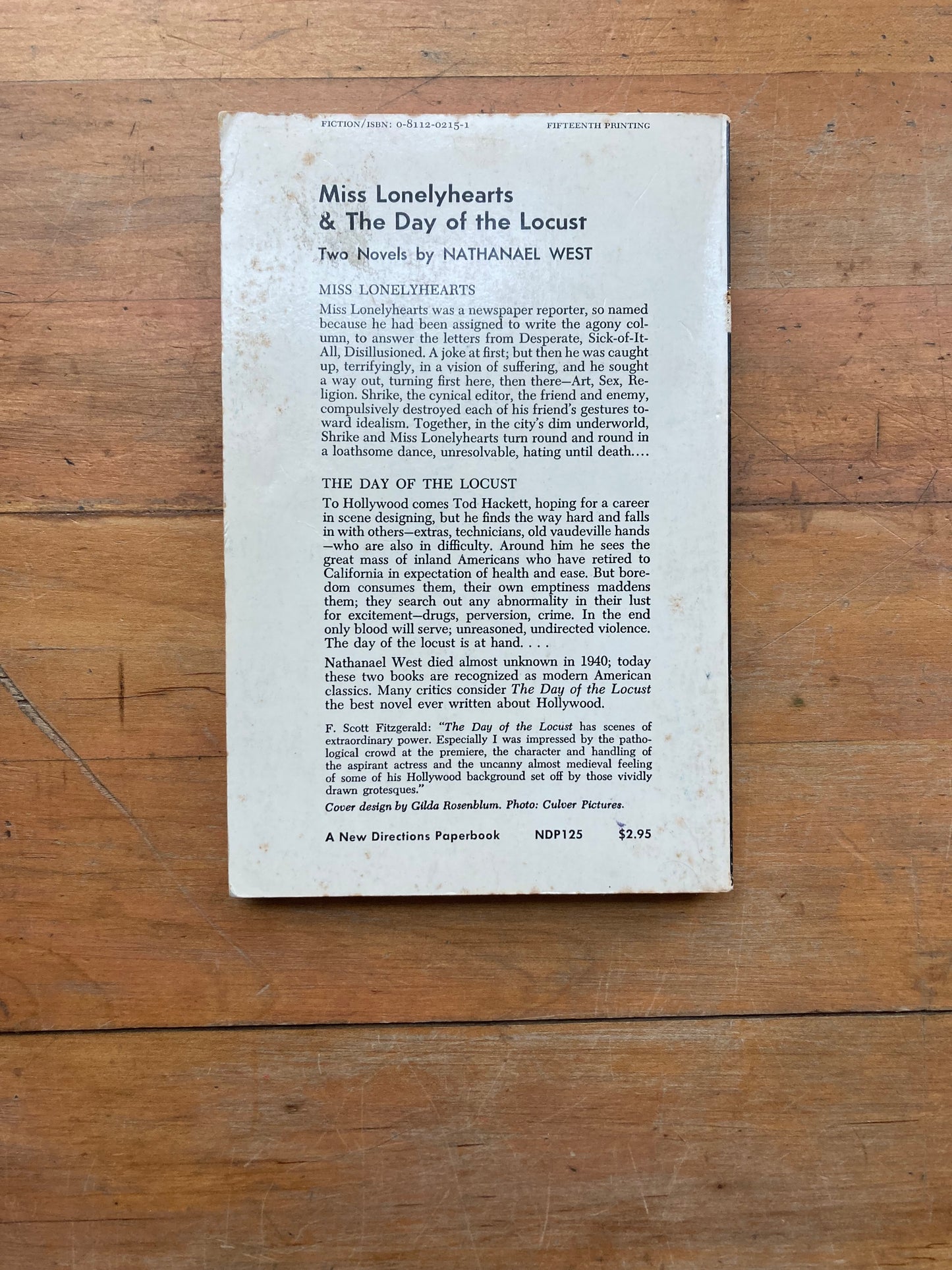 Miss Lonelyhearts & The Day of the Locusts by Nathaniel West. A New Directions Paperbook. 15th printing.