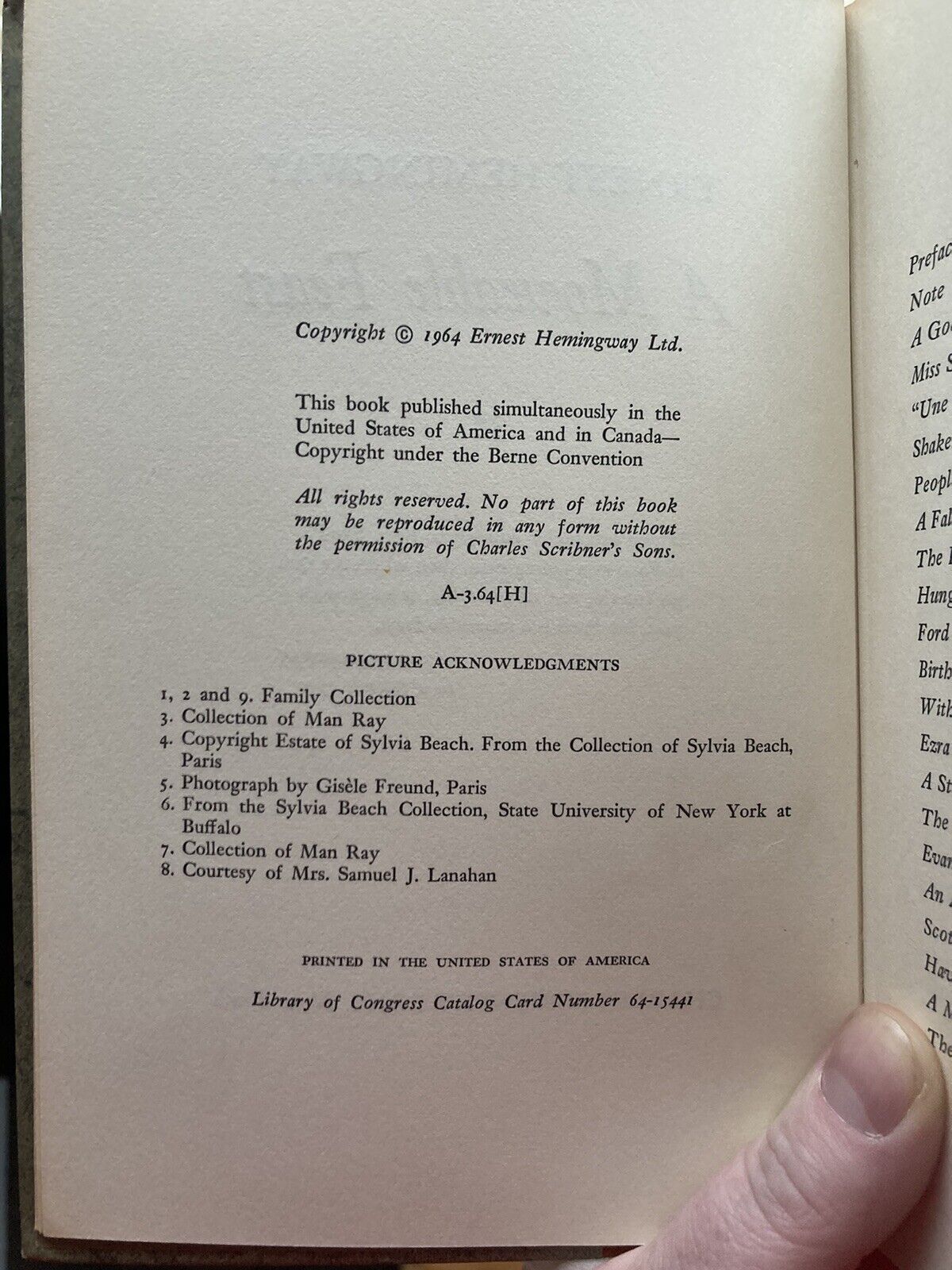 A MOVEABLE FEAST Ernest Hemingway Charles Scribner’s Sons First Edition 1964 HC