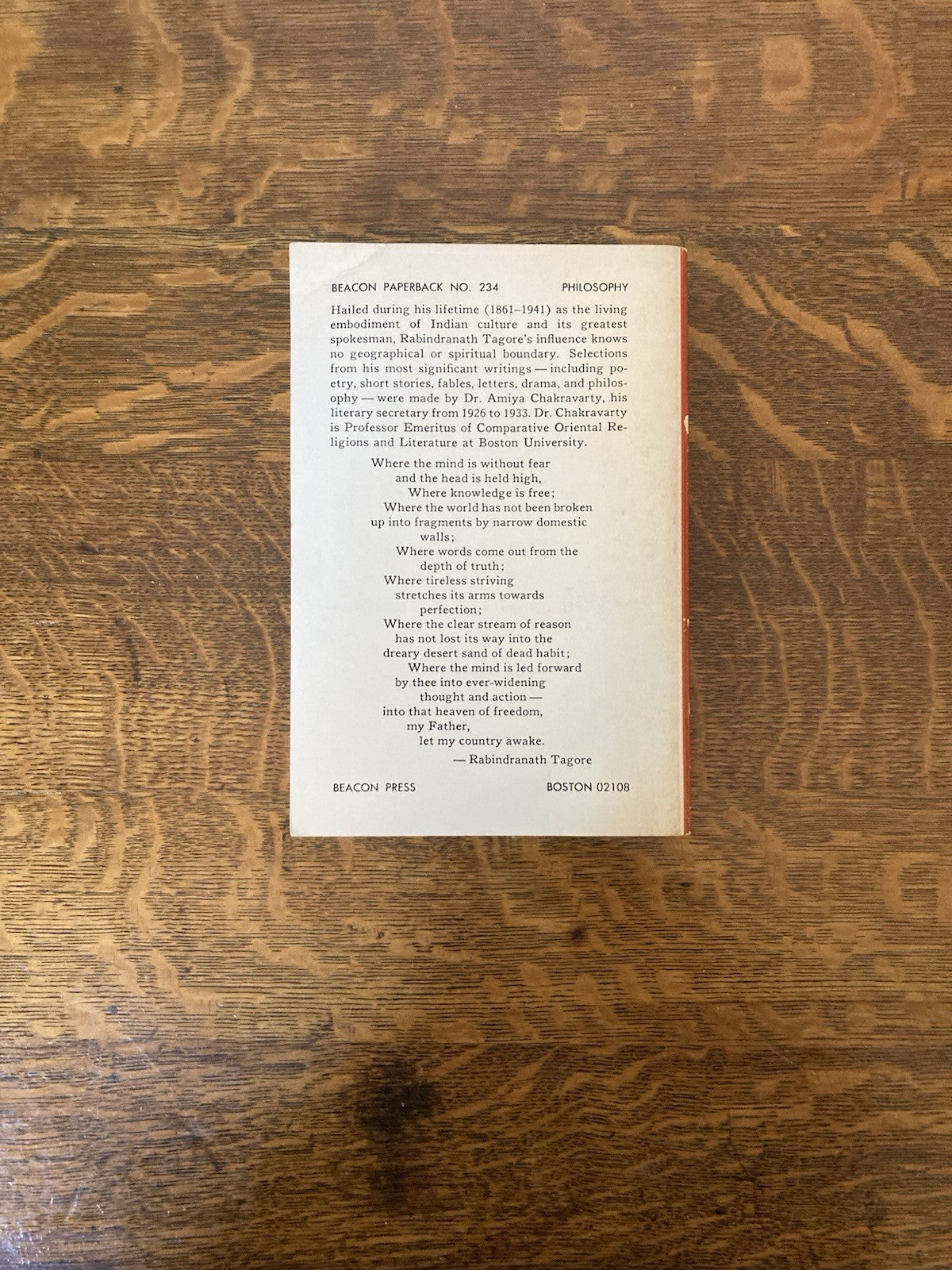 A Tagore Reader. Edited by Amiya Chakravarty. Beacon Press. 1967.