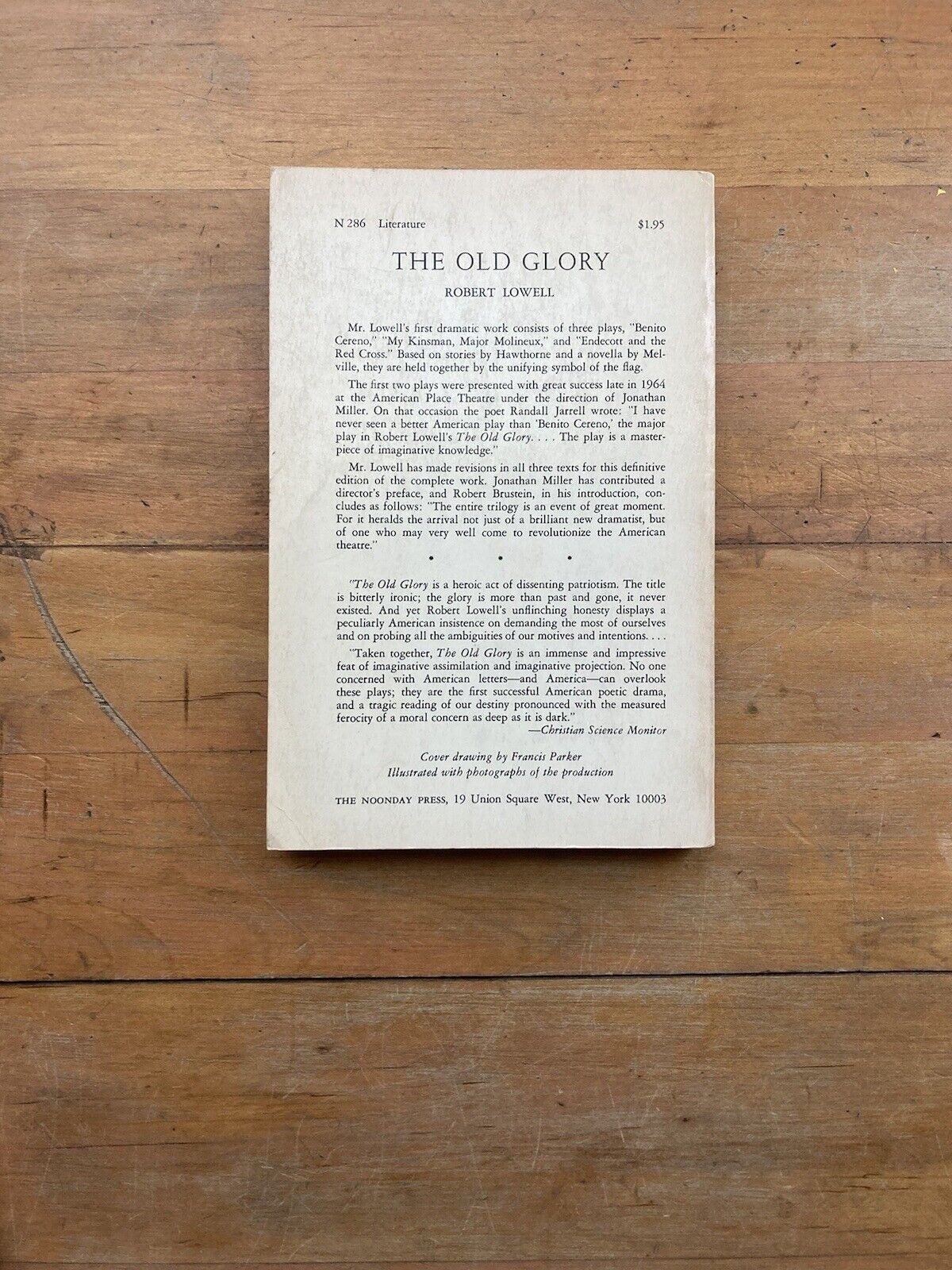 The Old Glory by Robert Lowell. The Noonday Press. 1967.