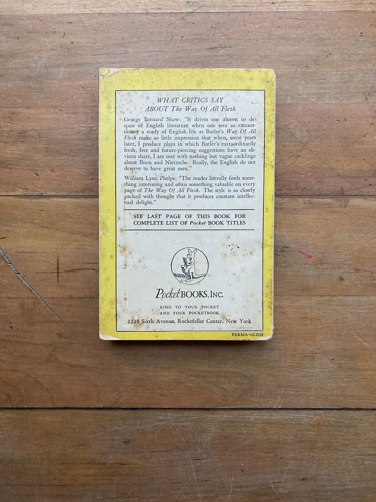 The Way of All Flesh by Samuel Butler. Pocket Books. 1941.