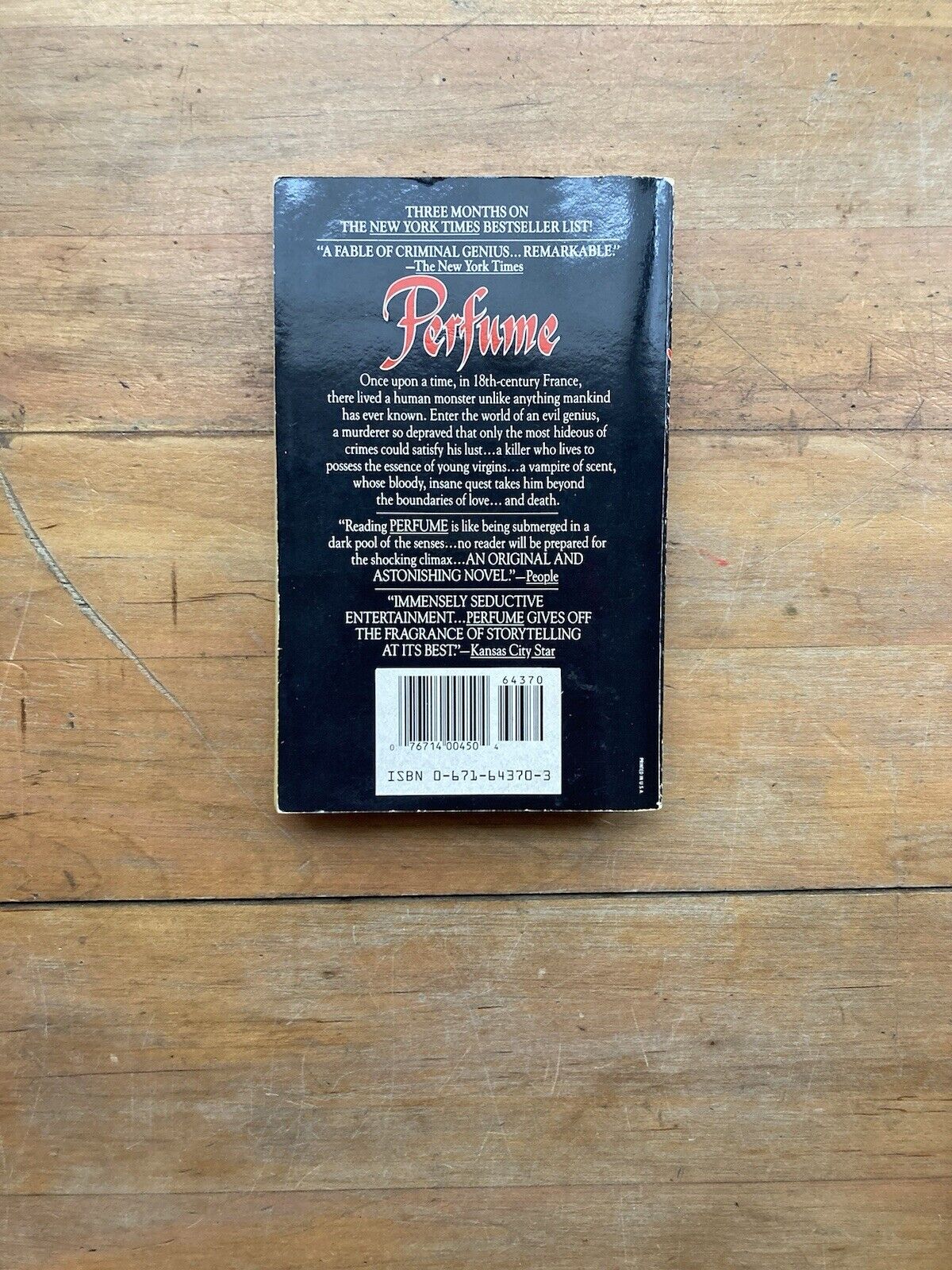 Perfume by Patrick Süskind. Pocket Books. 1987. 