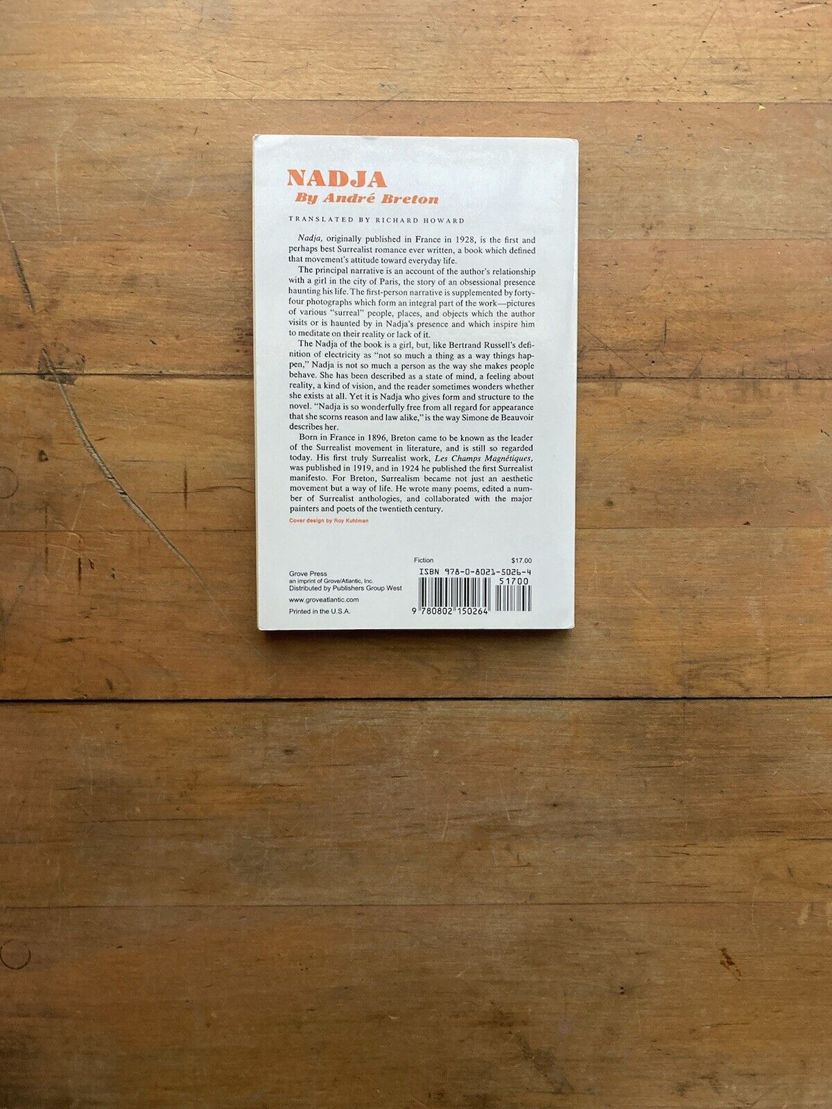 Nadja by André Breton. Grove Press. Later printing.