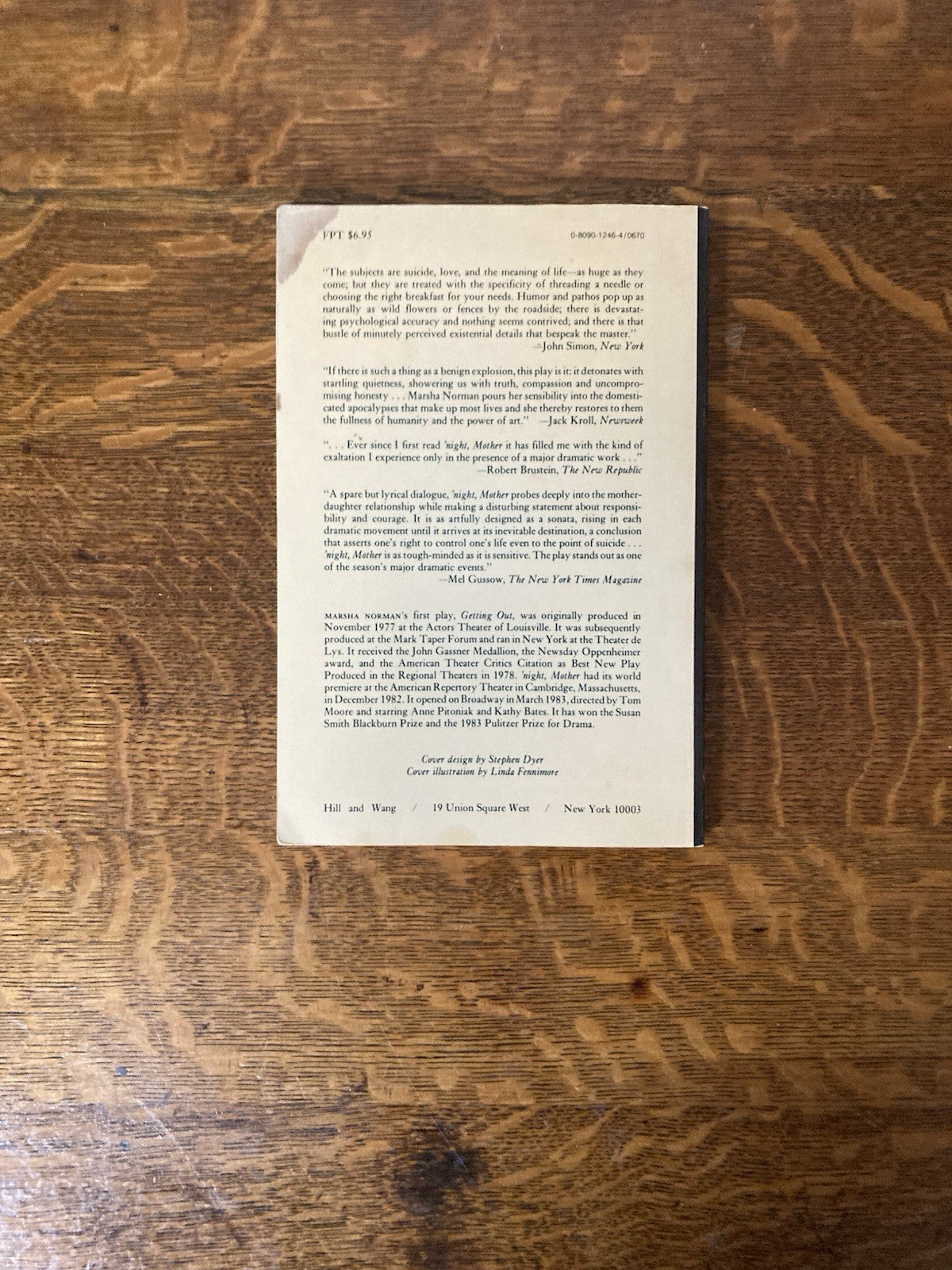 ‘Night Mother by Marsha Norman. Hill and Wang. 1983.