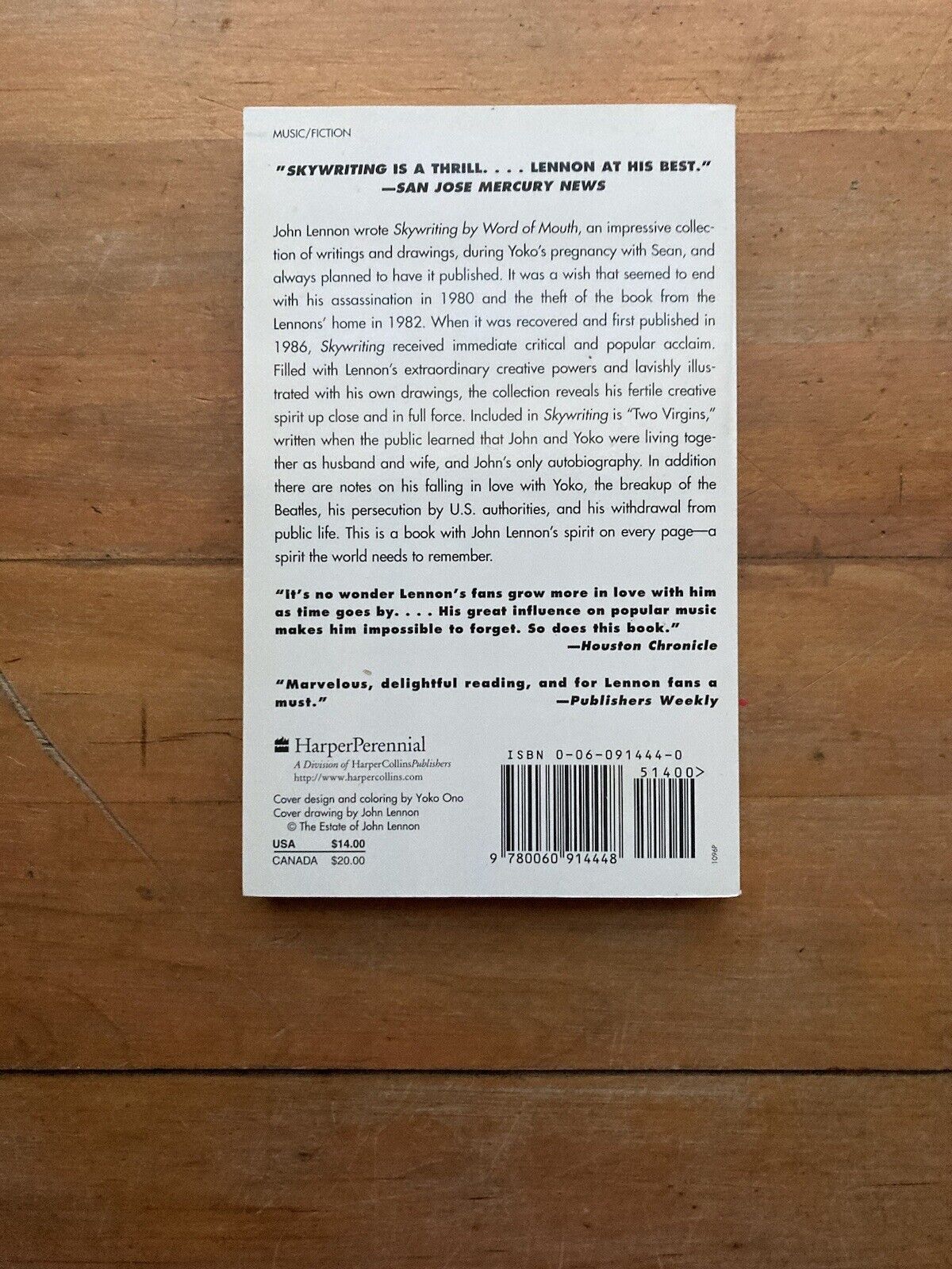 Skywriting by Word of Mouth by John Lennon. HarperPerennial. 1996.