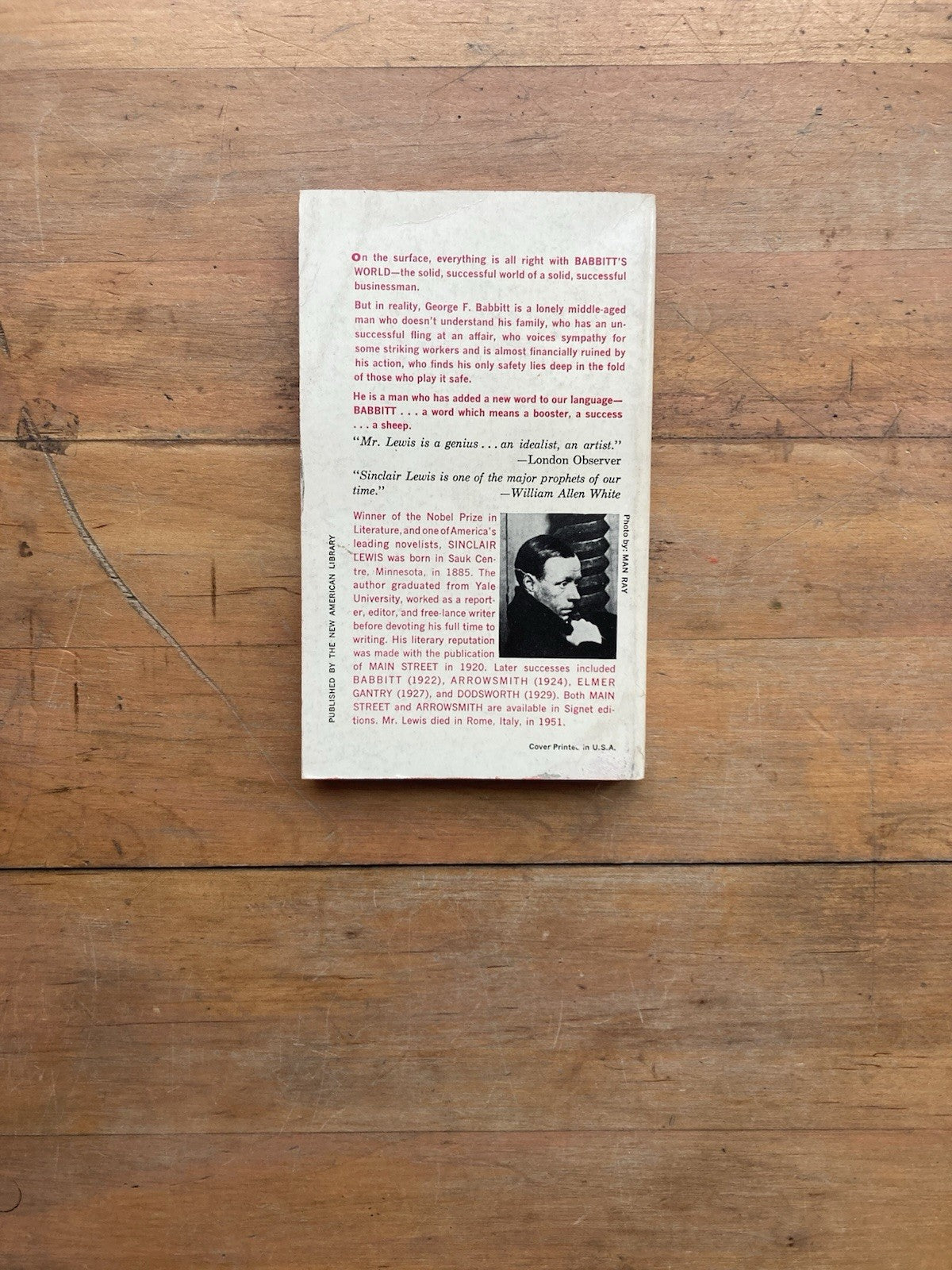 Babbitt by Sinclair Lewis. Signet Books. 1961. 