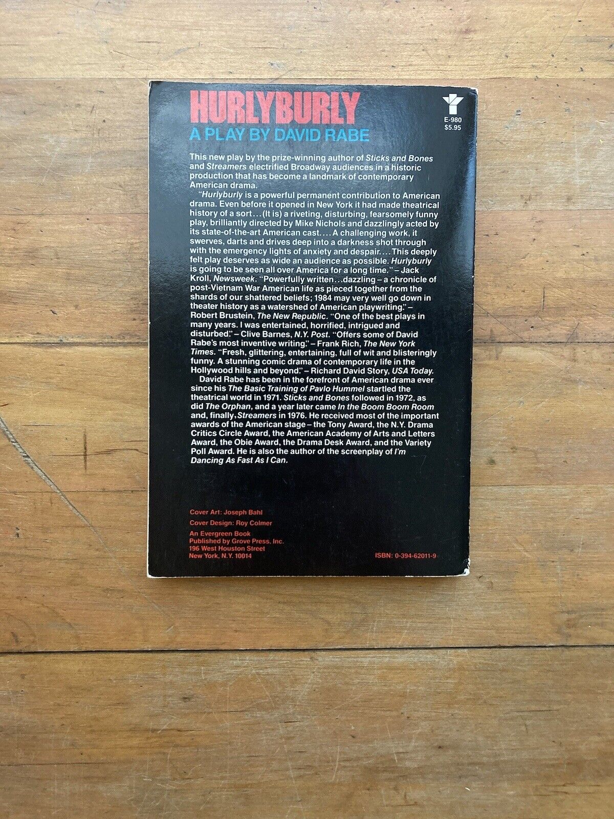 Hurlyburly by David Rabe. Grove Press. 1985.