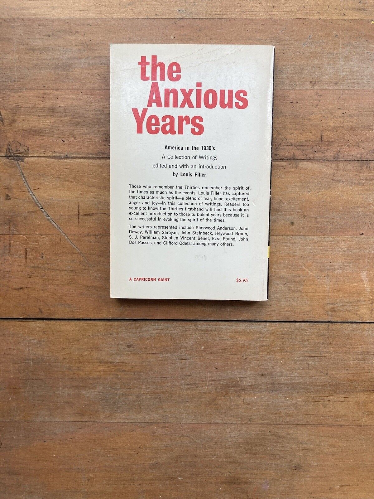 The Anxious Years: America in the 1930s. Capricorn Books. 1964.