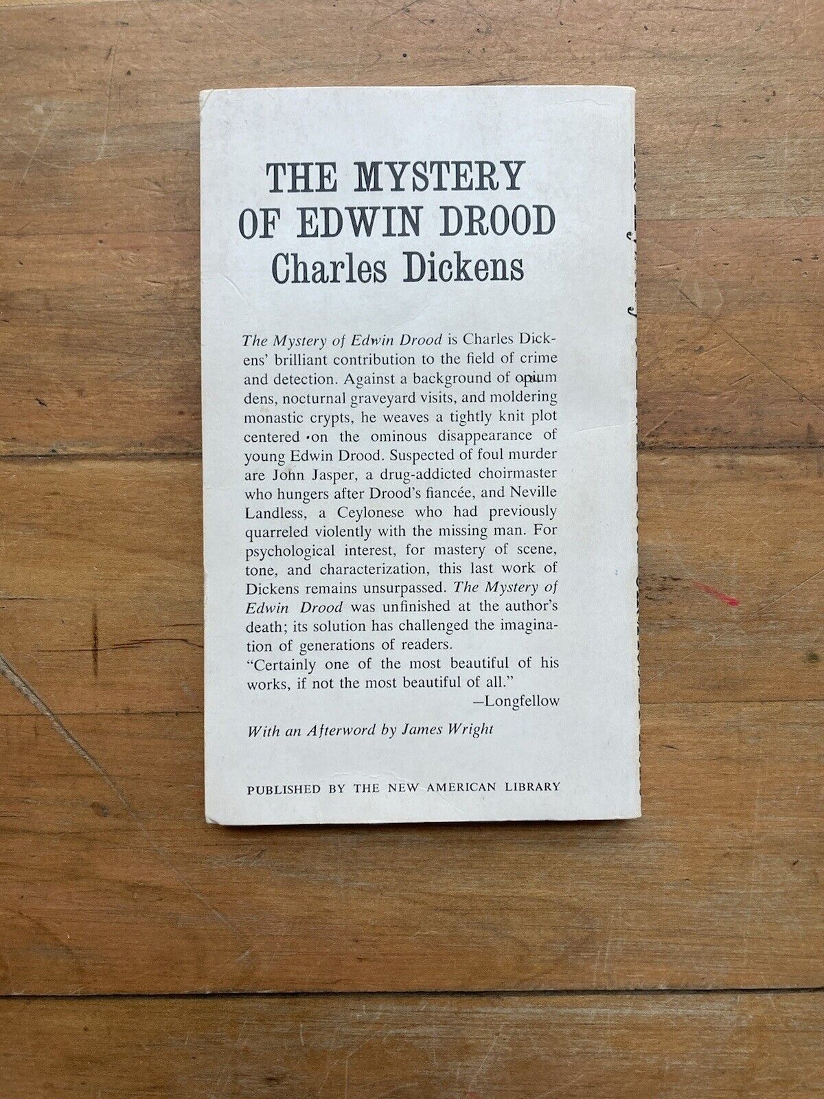 The Mystery of Edwin Drood by Charles Dickens. Signet Classics. 1961.