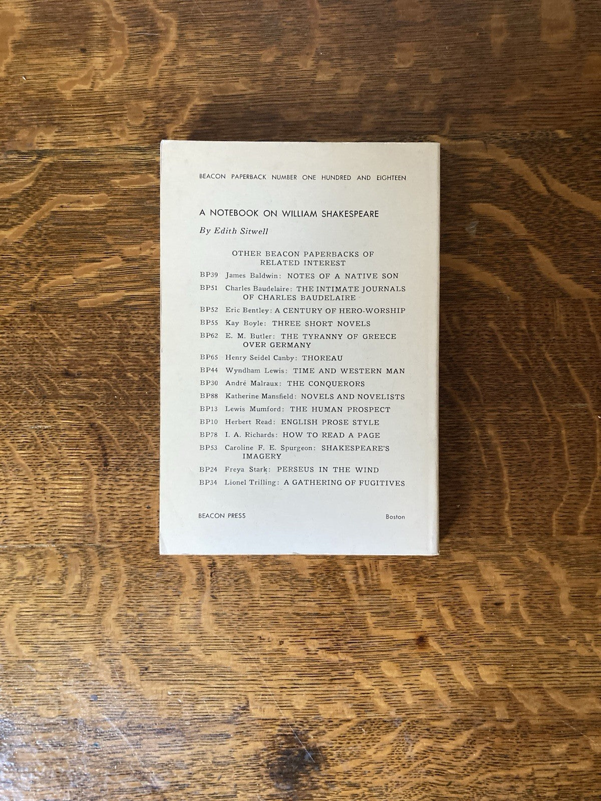 A Notebook on William Shakespeare by Edith Sitwell. Beacon Press. 1961.