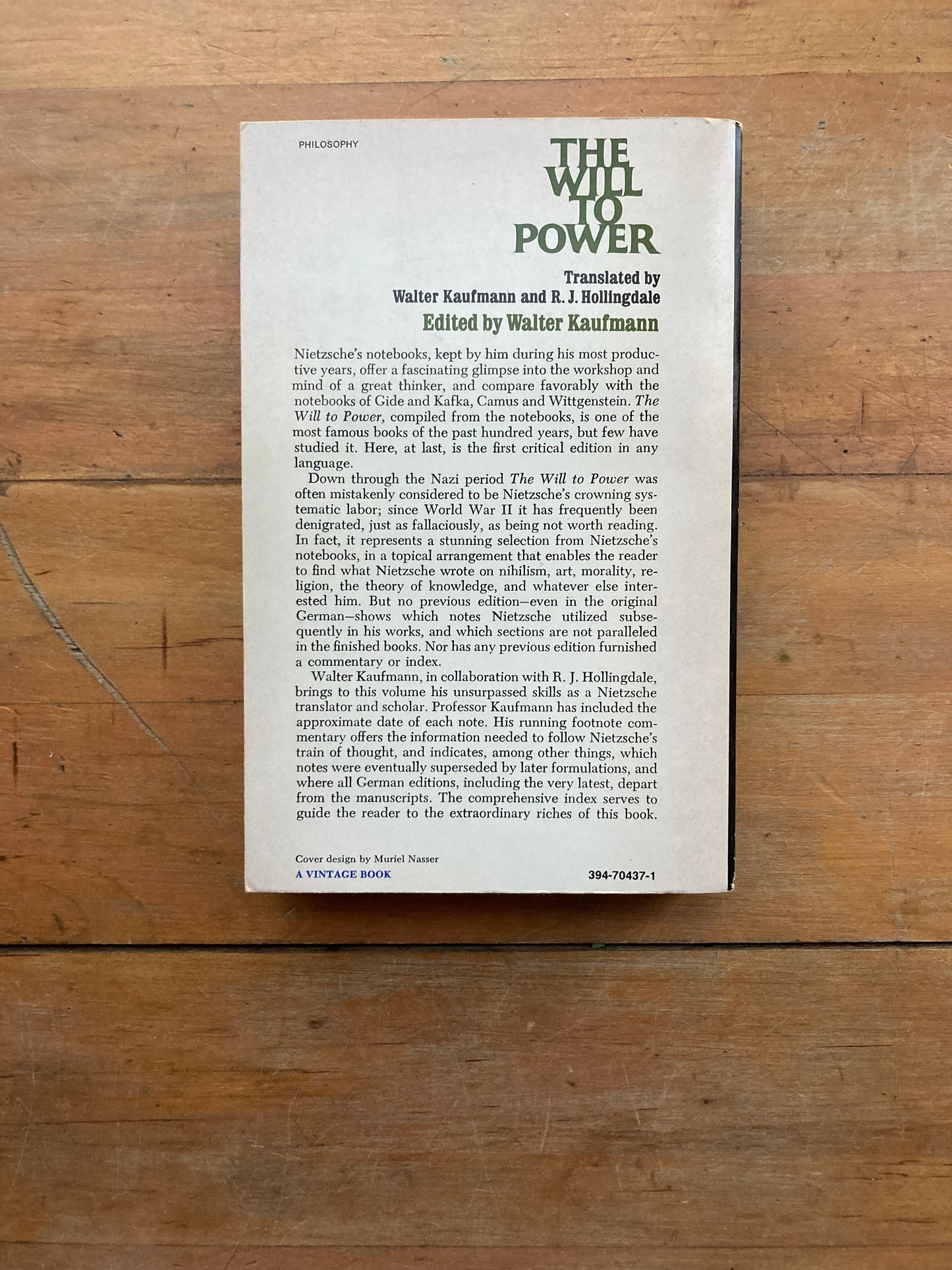 The Will to Power by Friedrich Nietzsche. Vintage Books Edition. 1968.