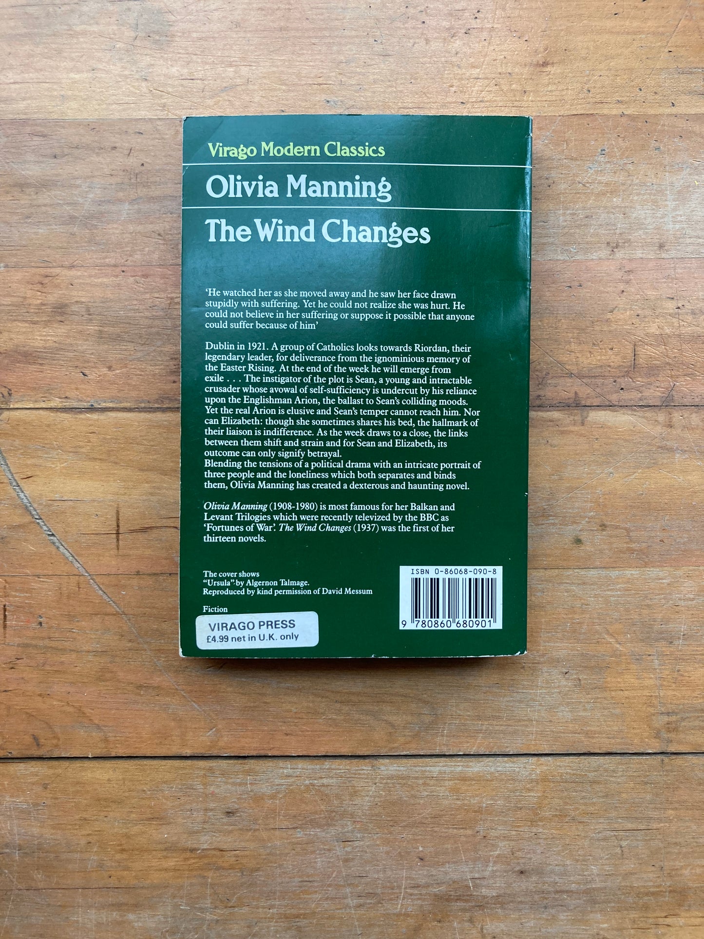 The Wind Changes by Olivia Manning. Virago Press. 1988.