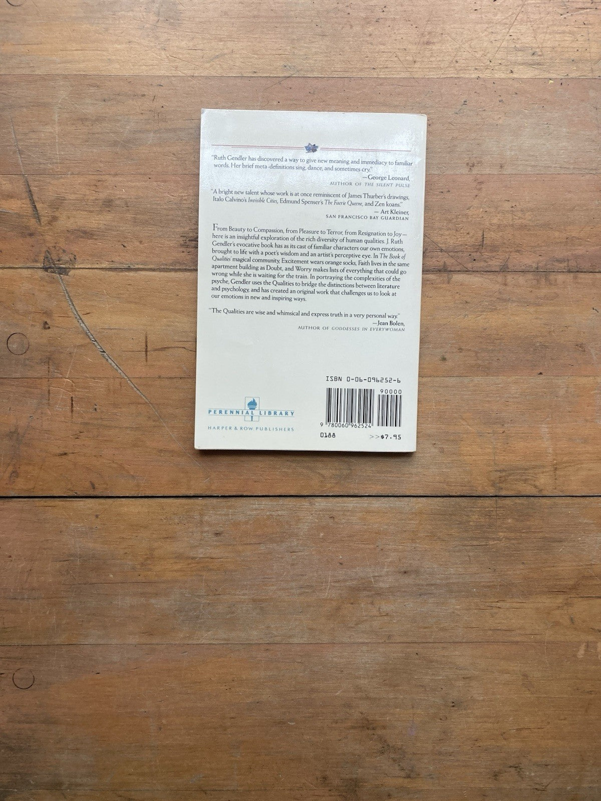 The Book of Qualities by J. Ruth Grendel. Perennial library. Later printing.